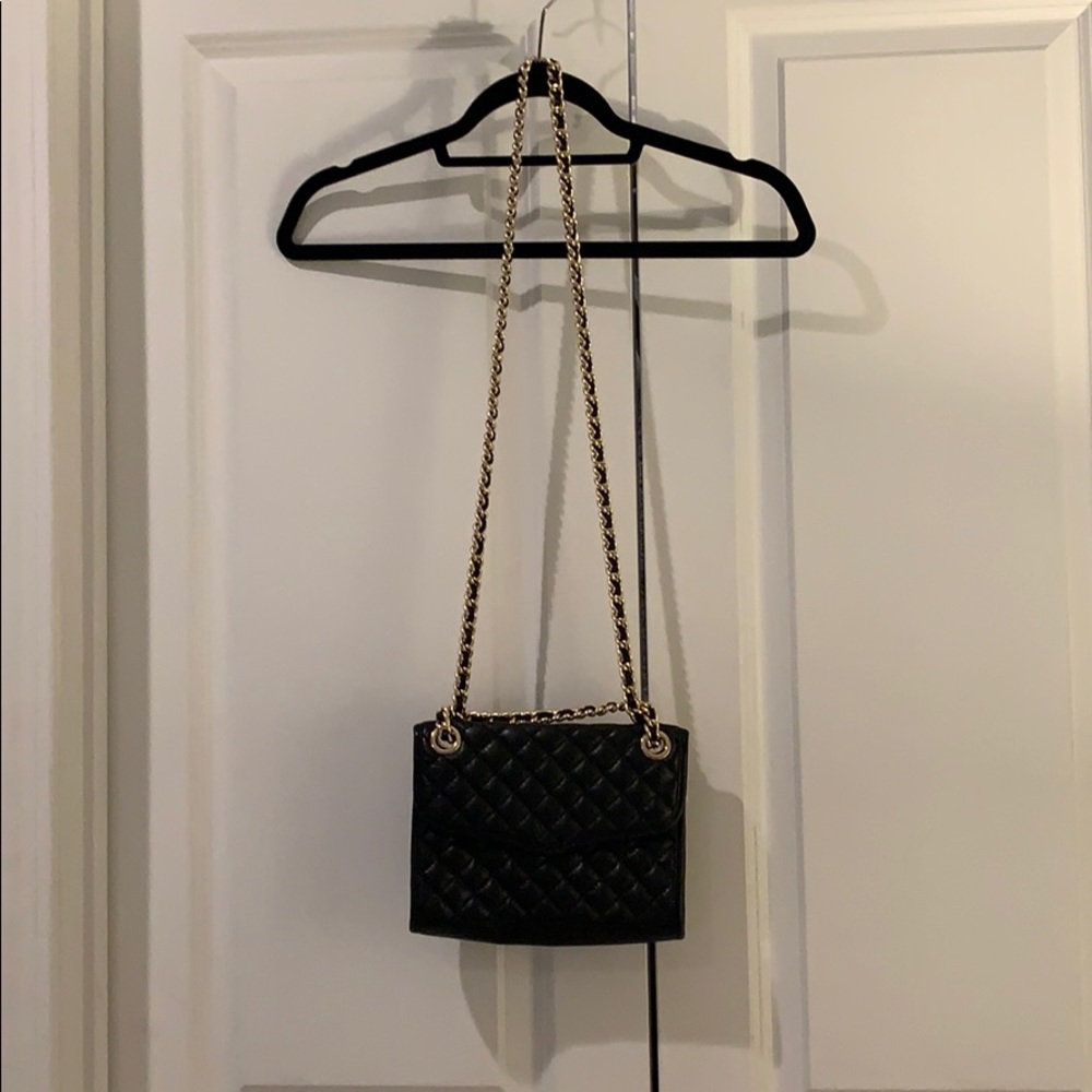 Rebecca Minkoff Cross Body Black Bag Gold Chain